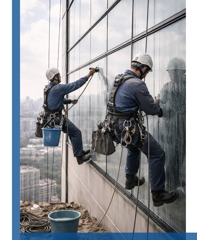 Профессиональная мойка фасадных окон альпинистами в Минеральных Воде