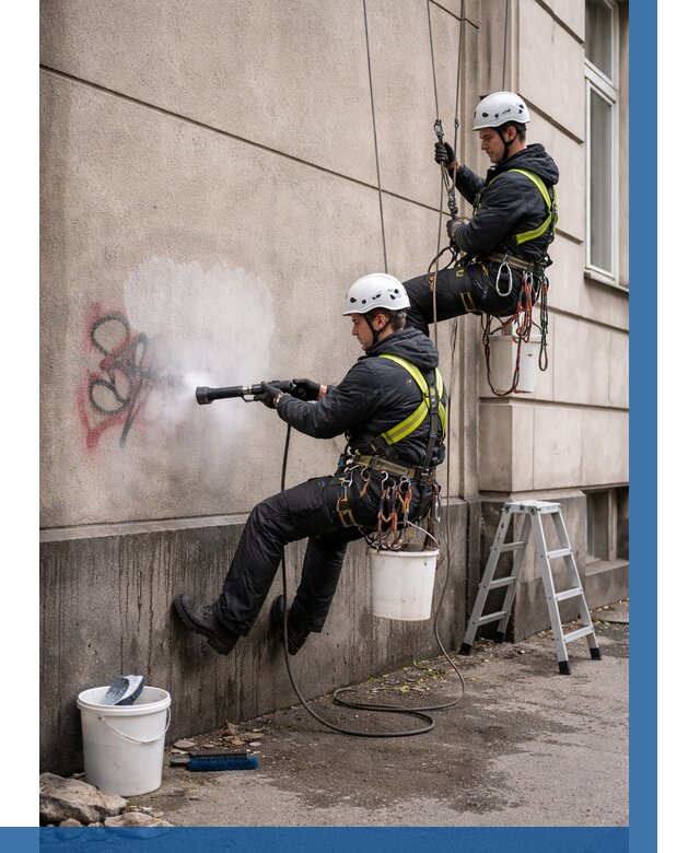 Удаление граффити с фасада в Минеральных Воде от 4661 р. | ВЫСОТНИК-Мнр