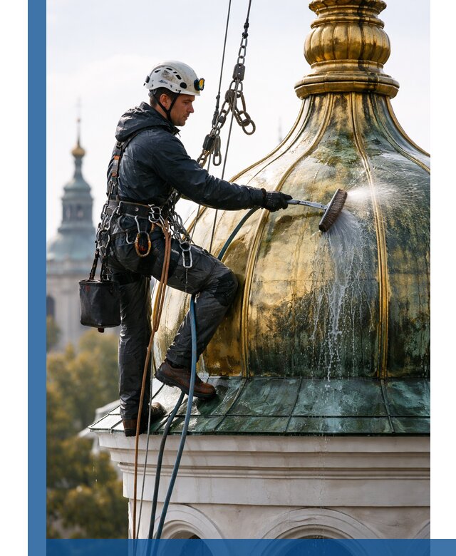 Профессиональная мойка куполов и шпилей высотными альпинистами в Минеральных Воде