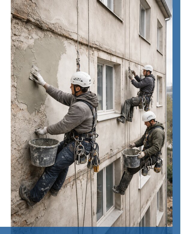 Ремонт штукатурного фасада в Минеральных Воде от 777 р. под ключ | ВЫСОТНИК-Мнр