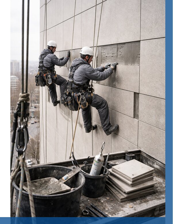 Ремонт фасада из керамогранита в Минеральных Воде от 2590 р. | ВЫСОТНИК-Мнр