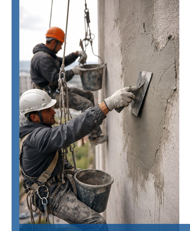 Штукатурка фасада на высоте в Минеральных Воде профессиональные работы