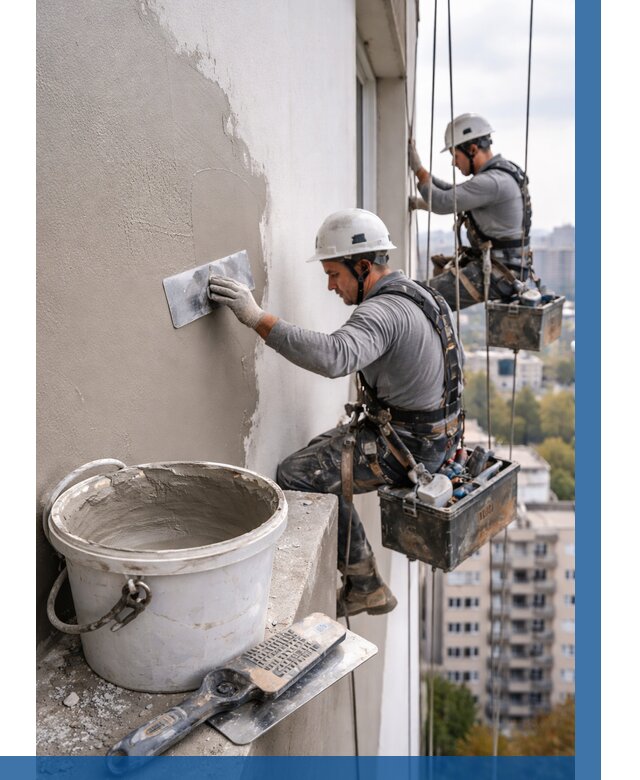 Шпаклевка фасада на высоте в Минеральных Воде от 725 р. | ВЫСОТНИК-Мнр