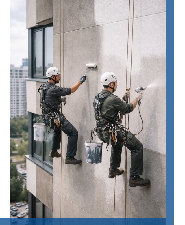 Покраска фасада альпинистами в Минеральных Воде от 311 р. | ВЫСОТНИК-Мнр