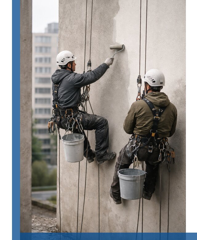 Покраска фасадов высотными альпинистами в Минеральных Воде с гарантией