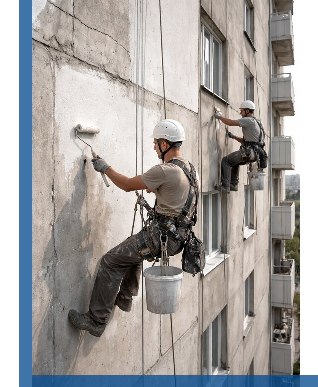 Покраска бетонного фасада в Минеральных Воде для жилых и промышленных объектов