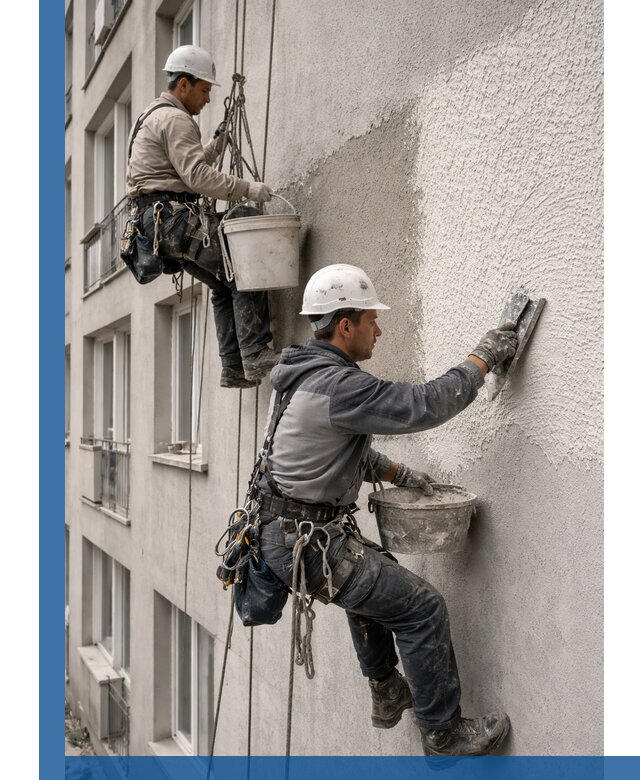 Нанесение декоративной штукатурки короед на фасад в Минеральных Воде