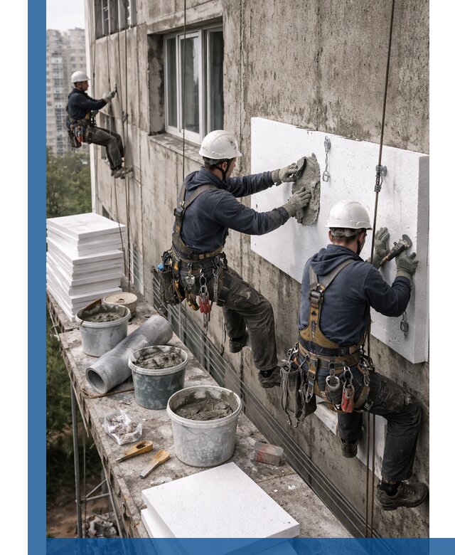 Утепление фасада пенополистиролом в Минеральных Воде под ключ