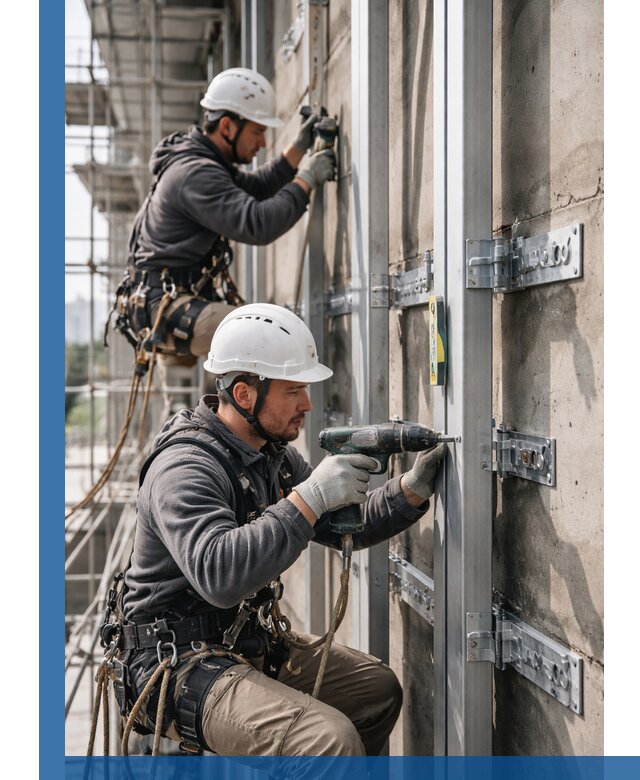 Монтаж и крепление подсистемы вентфасада в Минеральных Воде