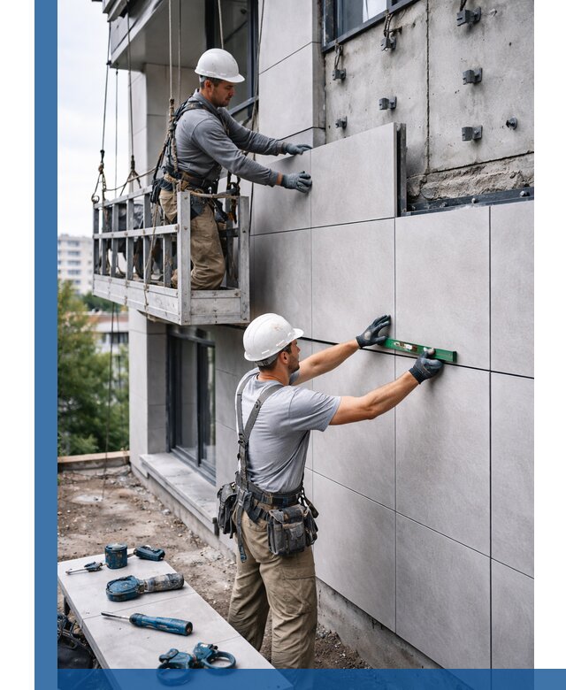 Монтаж керамогранита на фасад в Минеральных Воде под ключ с гарантией качества