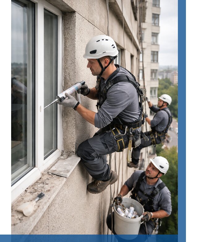 Герметизация оконных швов снаружи в Минеральных Воде от 1554 р. | ВЫСОТНИК-Мнр