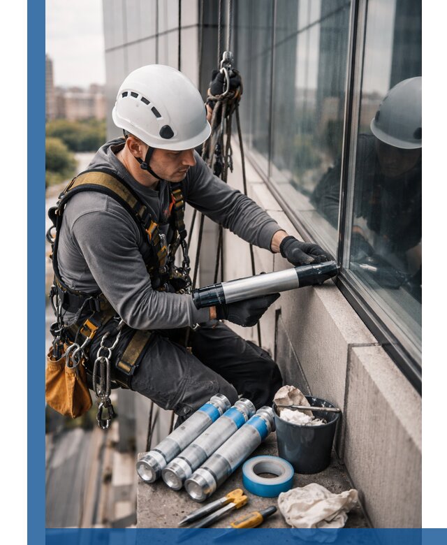 Герметизация стыков витража в Минеральных Воде для герметичных фасадов