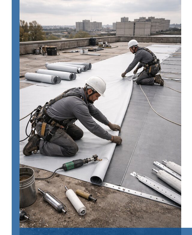 Монтаж мембранной кровли в Минеральных Воде для промышленных зданий