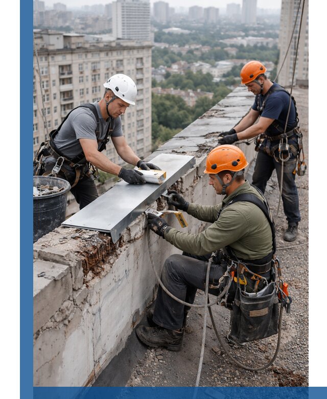 Ремонт парапета на кровле в Минеральных Воде, высотные работы с гарантией