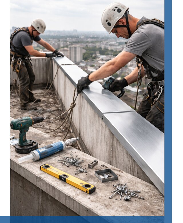 Монтаж парапетных крышек в Минеральных Воде от 829 р. | ВЫСОТНИК-Мнр