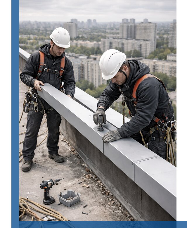 Монтаж парапетных крышек и ограждений кровли в Минеральных Воде