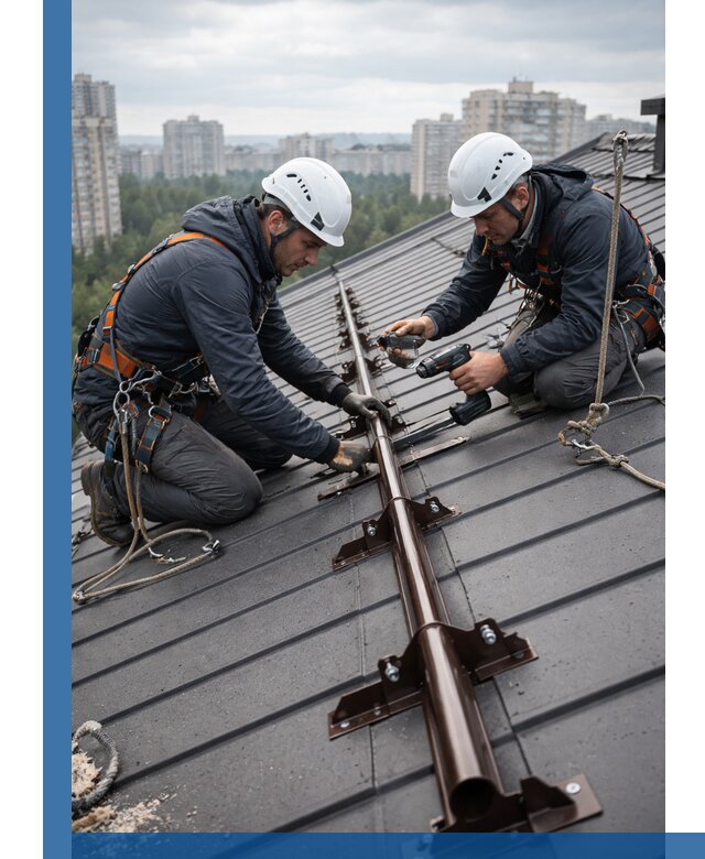 Монтаж снегозадержателей на кровле зданий в Минеральных Воде под ключ