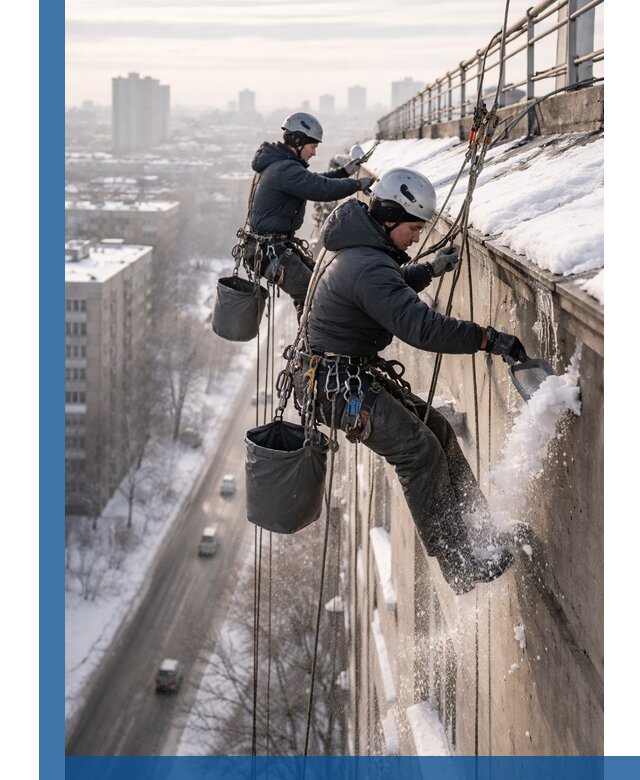 Очистка карнизов от снега в Минеральных Воде профессионально и безопасно