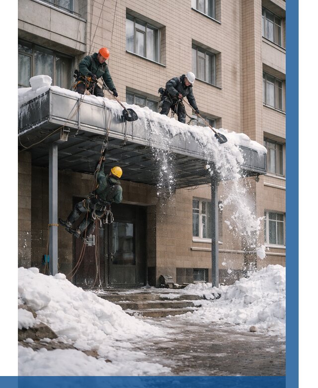 Очистка козырьков от снега в Минеральных Воде от 3625 р. | ВЫСОТНИК-Мнр