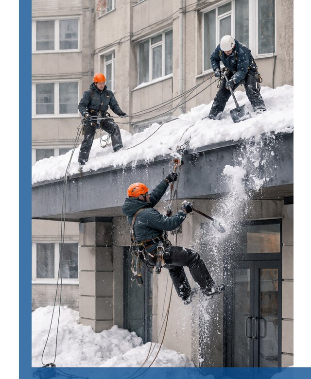 Безопасная очистка навесов от снега в Минеральных Воде круглогодично