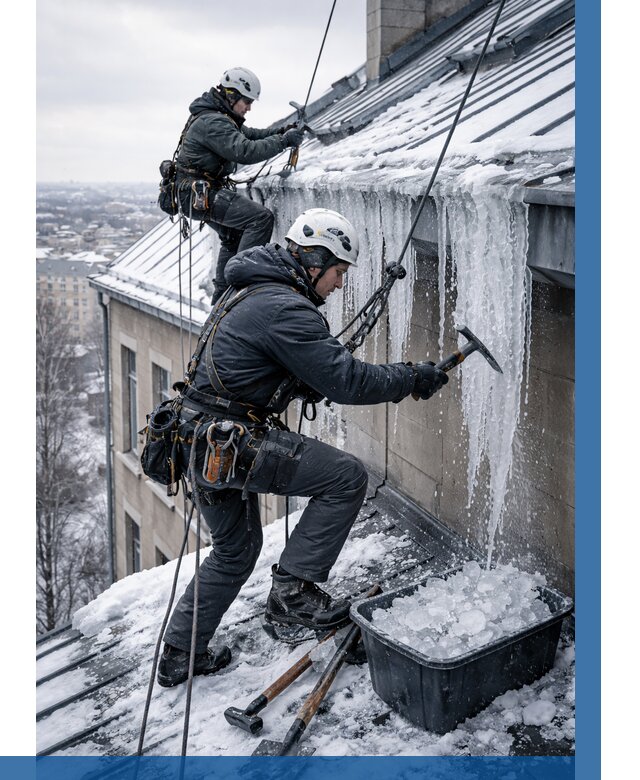Удаление наледи с кровли в Минеральных Воде от 5697 р. | ВЫСОТНИК-Мнр