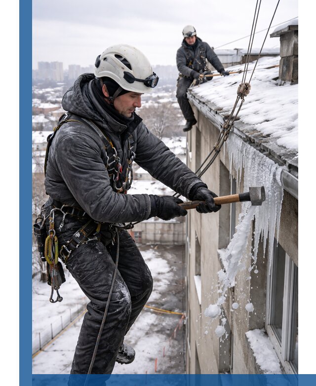 Сбивание и удаление сосулек с крыши в Минеральных Воде безопасно