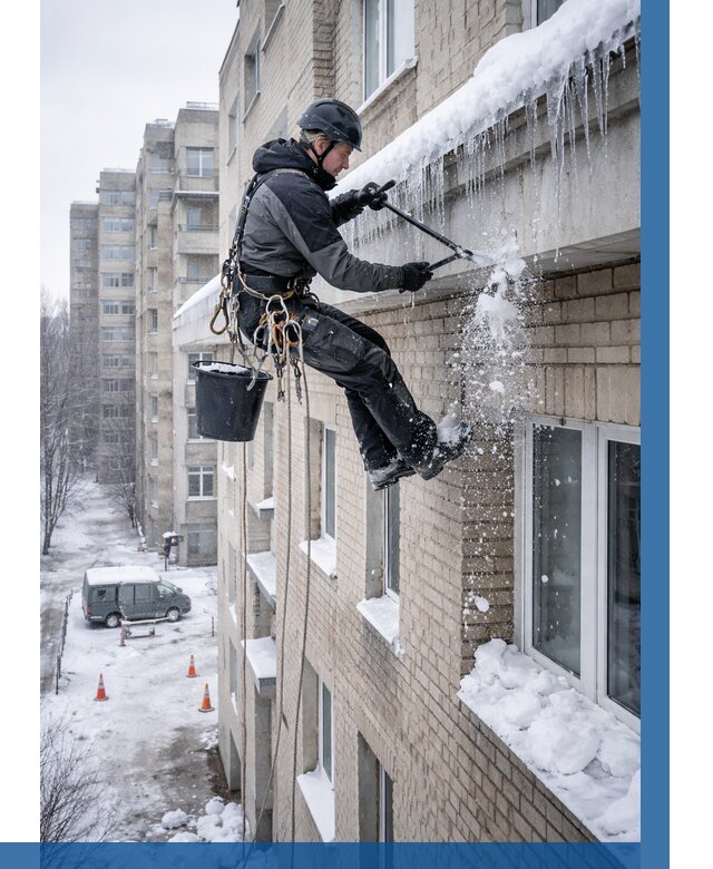 Удаление наледи с карнизов в Минеральных Воде от 363 р. | ВЫСОТНИК-Мнр
