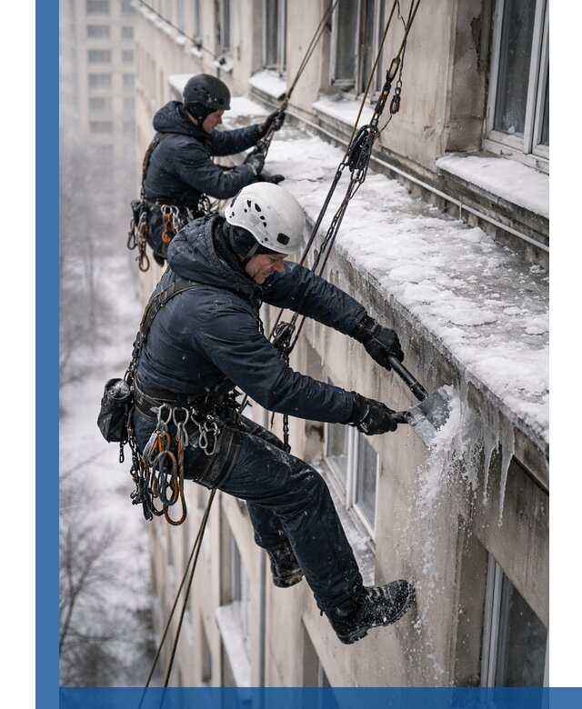 Удаление наледи и сосулек с карнизов в Минеральных Воде профессионально