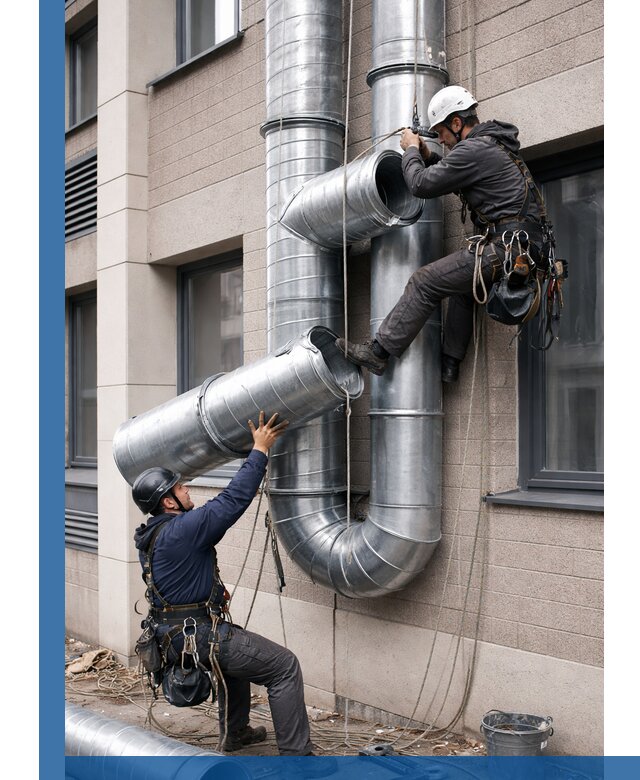 Монтаж фасадных воздуховодов в Минеральных Воде с герметизацией и крепежом