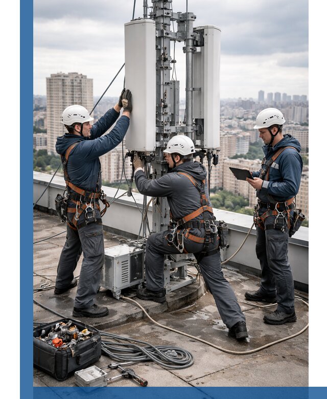 Монтаж антенн связи на крыше в Минеральных Воде с вводом в эксплуатацию