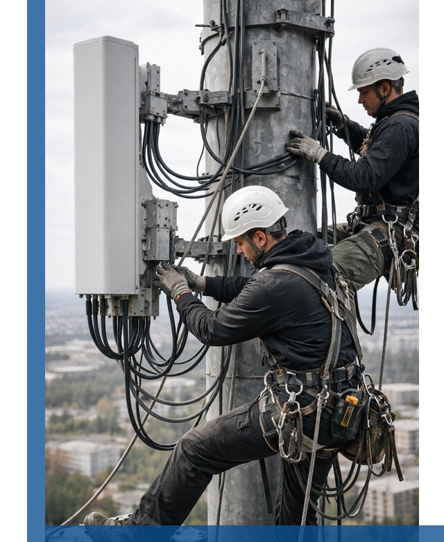 Монтаж оборудования связи на мачте в Минеральных Воде с пусконаладкой