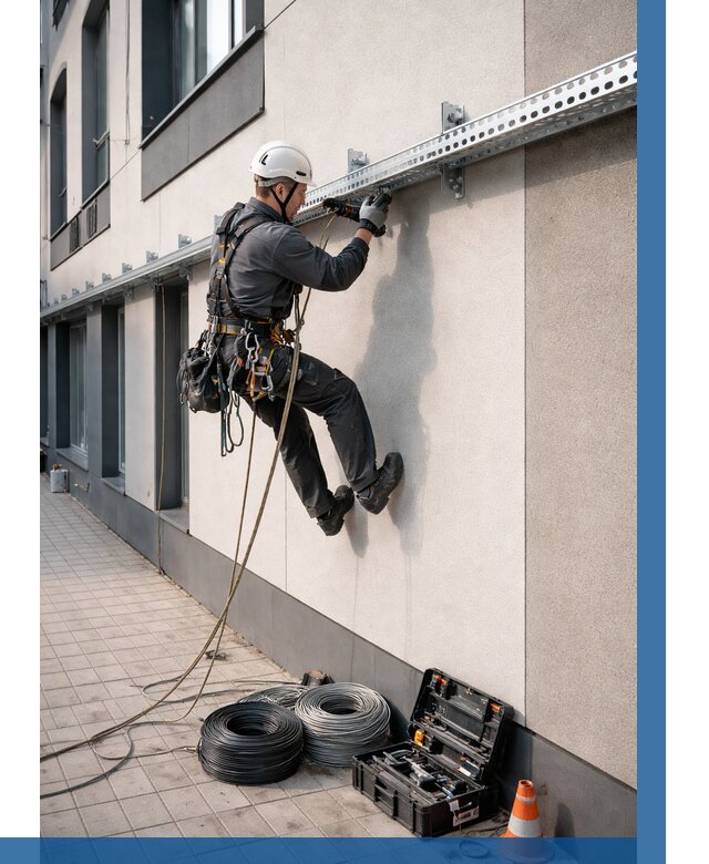 Монтаж кабельных лотков на фасаде в Минеральных Воде от 1243 р. | ВЫСОТНИК-Мнр