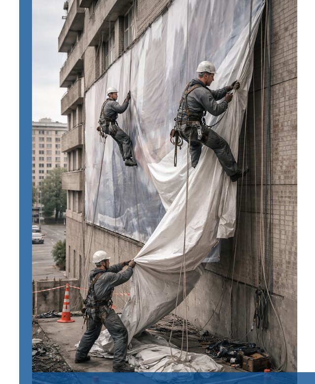 Демонтаж баннеров с фасада в Минеральных Воде оперативно и безопасно