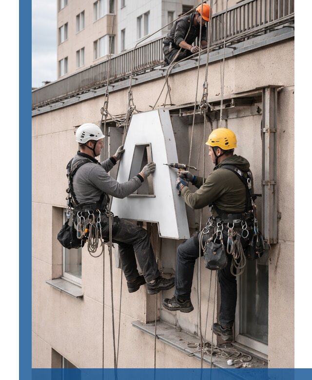Ремонт и восстановление наружных вывесок на высоте в Минеральных Воде