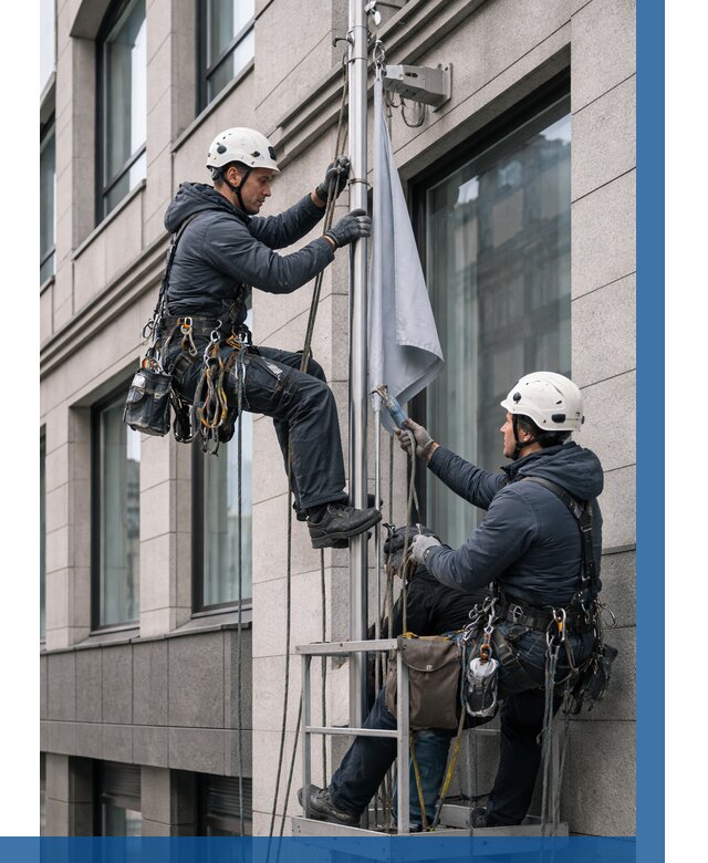 Установка флагов на фасаде в Минеральных Воде от 4661 р. | ВЫСОТНИК-Мнр