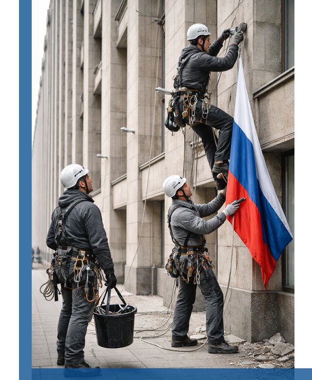 Профессиональная установка флагов на фасаде в Минеральных Воде