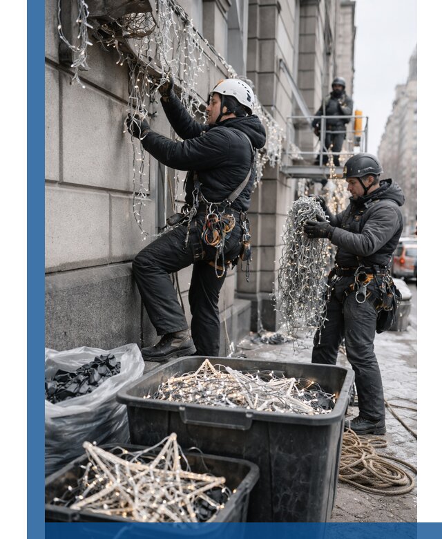 Демонтаж новогоднего оформления и гирлянд в Минеральных Воде