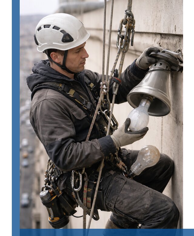 Замена ламп на высоте в Минеральных Воде профессионально и быстро