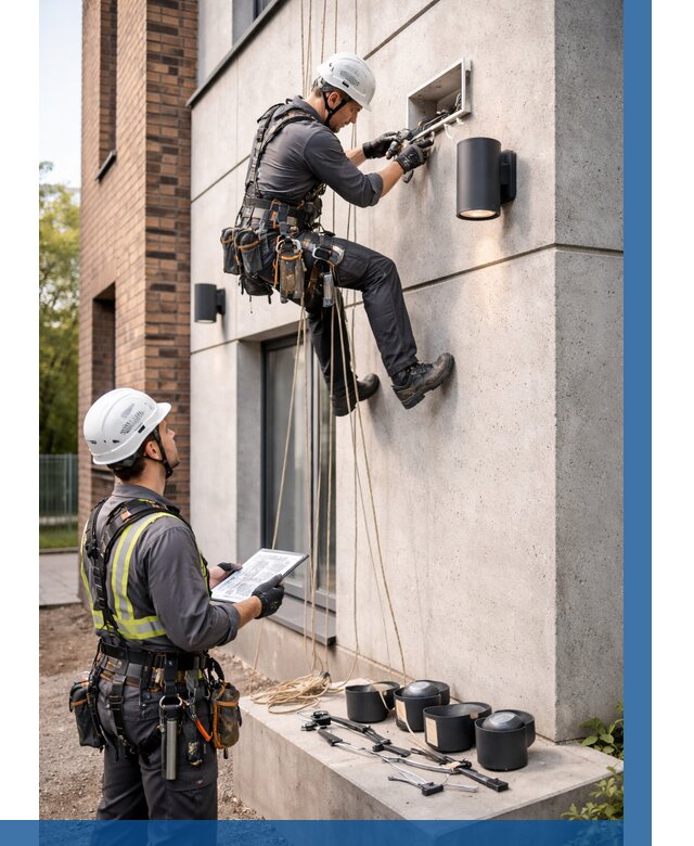 Монтаж фасадного освещения в Минеральных Воде от 2590 р. | ВЫСОТНИК-Мнр