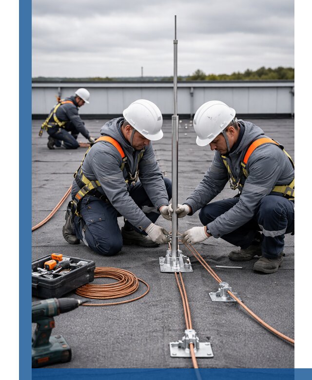 Монтаж молниезащиты на кровле в Минеральных Воде под ключ с гарантией