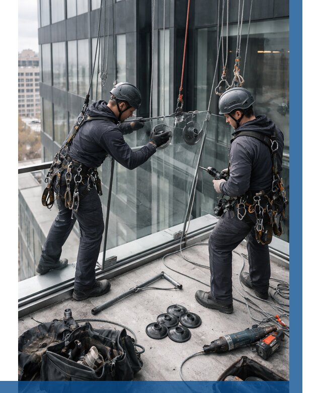 Монтаж стеклянных ограждений в Минеральных Воде от 2590 р. | ВЫСОТНИК-Мнр