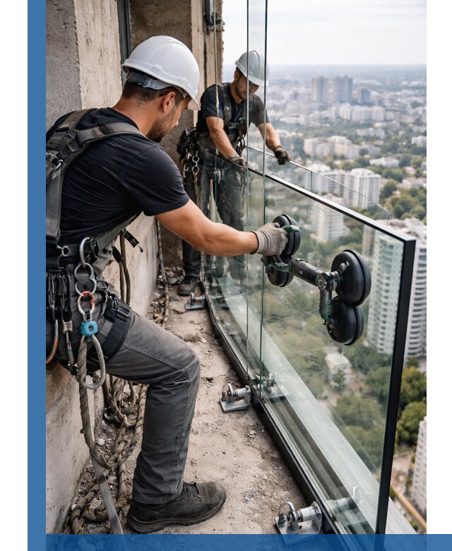 Монтаж стеклянных ограждений под ключ с гарантией в Минеральных Воде