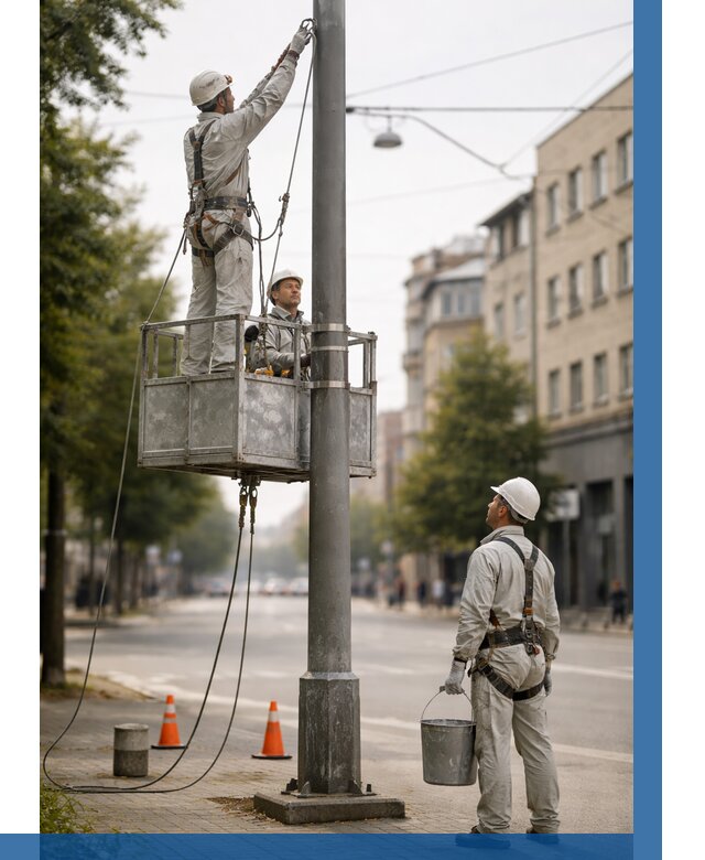 Покраска опор освещения в Минеральных Воде от 5179 р. | ВЫСОТНИК-Мнр