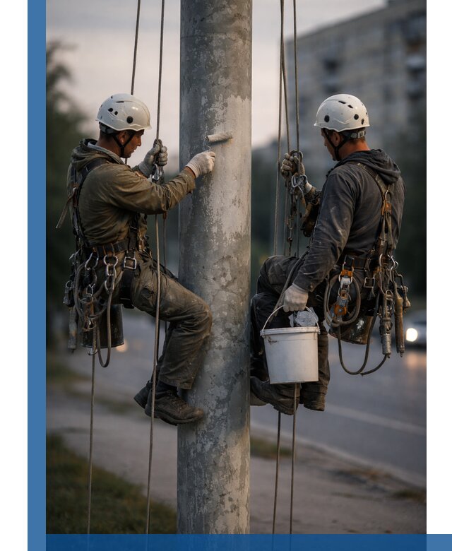 Покраска опор освещения и антикоррозийная защита в Минеральных Воде