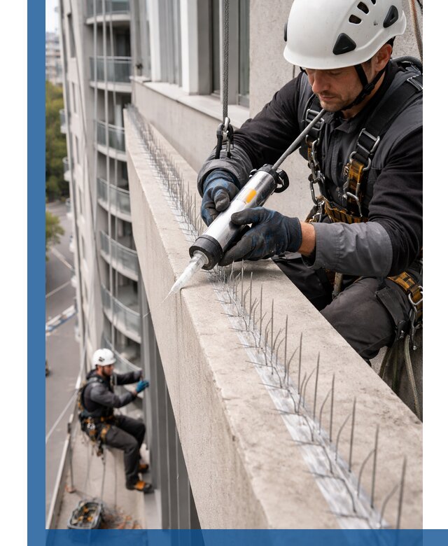 Установка шипов от птиц на фасадах и кровлях в Минеральных Воде